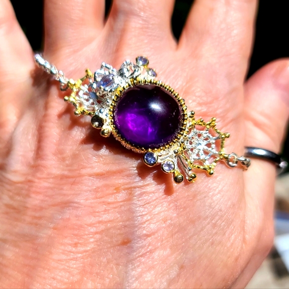 Natural Kharma by Avelon Jewelry - NEW Amethyst & Tanzanite 🕷 sterling spider & web bracelet